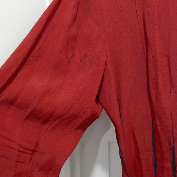 Vintage Scarlett 80's 90's Red Ethnic Mini Dress Beaded Collar Witchy Boho - Picture 3 of 11